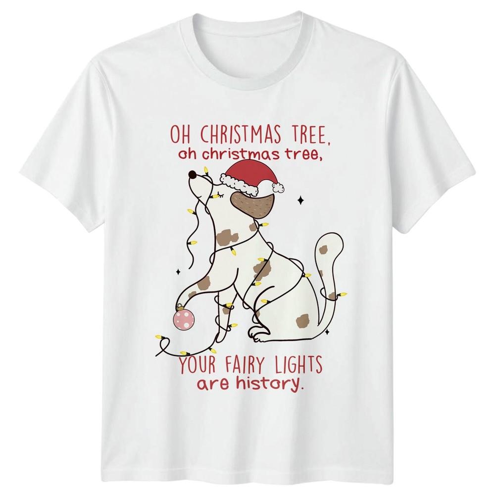 Oh Christmas Tree Dog Fairy Lights Christmas Holiday Unisex Unisex Graphic Tee S