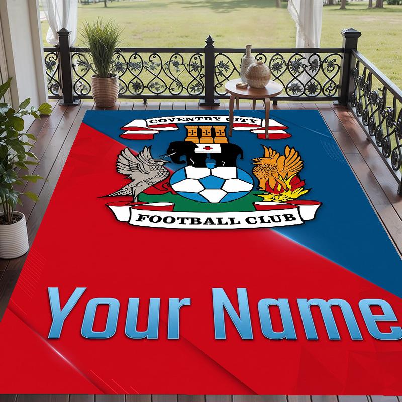 Custom Text Printed Rug Coventry City FC Non Slip Floor Carpet For Home Room Decor