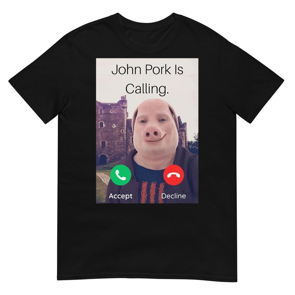 Футболка с надписью John Pork Is Calling Fuuny Answer Call Phone XL