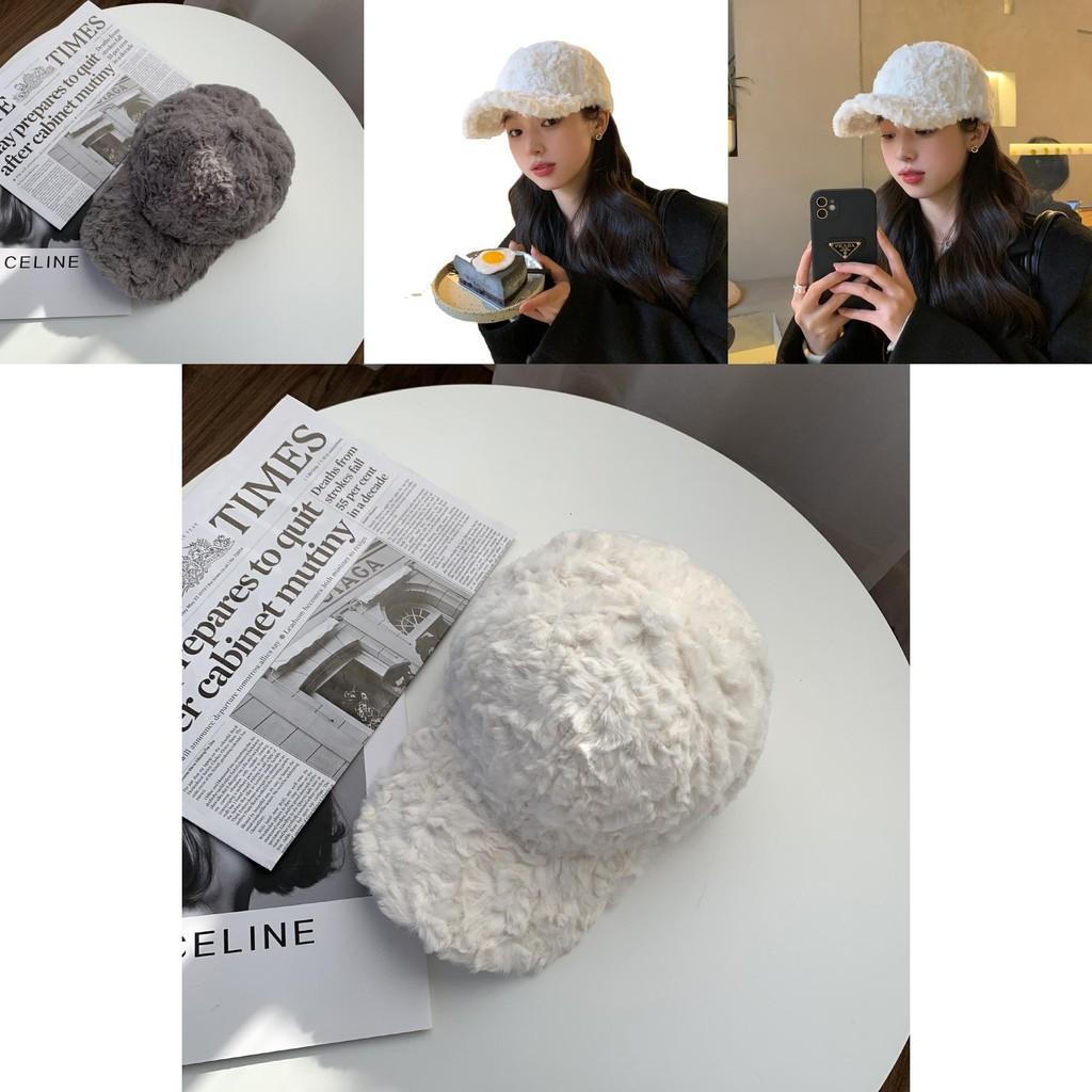 Trendy Korean Style Warm Baseball Cap Faux Fur Cozy And Chic For Women Winter
