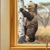 Realistic Cute Bear Window Sticker Transparent Removable Double Sided Glass Wall Decal for Home Shop Window Decor