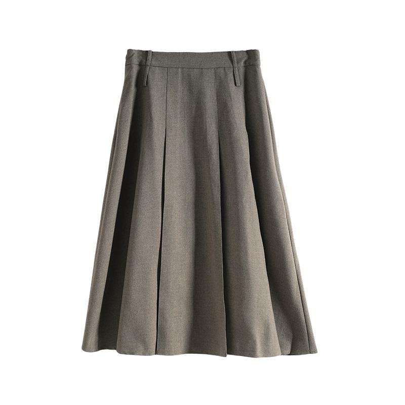 Maslan light duty style versatile vertical mid length A-line slim fit solid color skirt