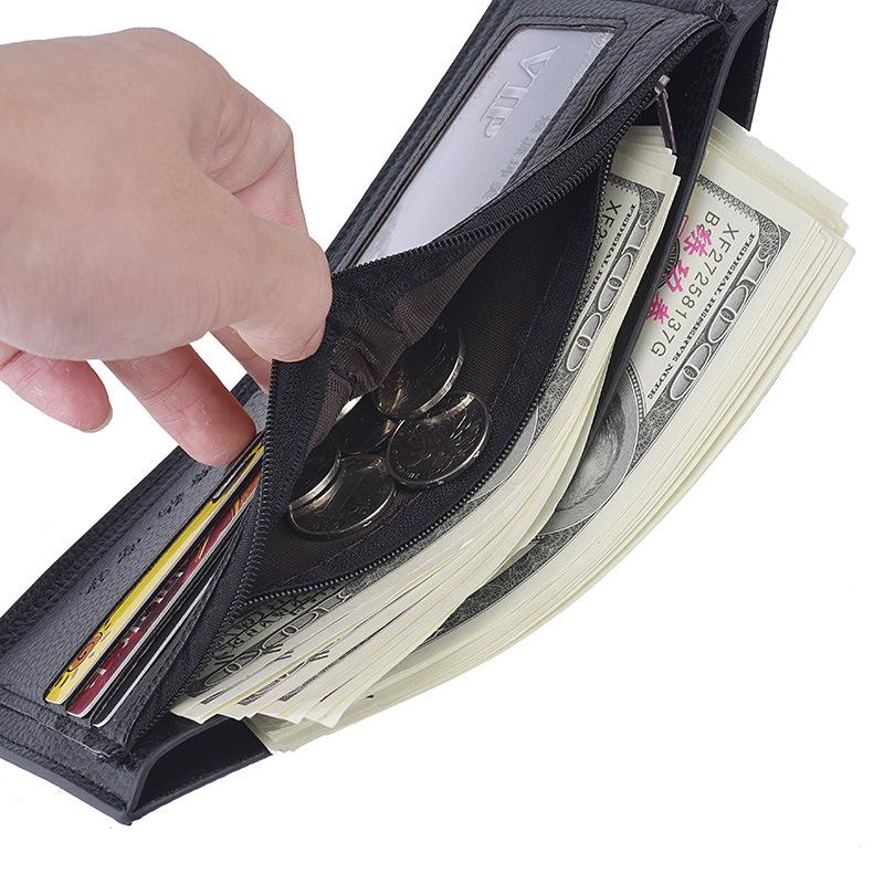 Pánská krátká peněženka PU kůže Bifold peněženka s okénkem na doklady Kapsa na mince Držák na více karet Ležérní kompaktní peněženka pro obchodní a každodenní použití
