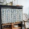 Yimanqiyun Blue Floral Window & Door Curtains, Coffee & Kitchen Washbasin Dustproof Cover