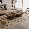 78cm Square Coffee Table for Living Room, Modern Wood Veneer Top with Parquet Pattern & Cylindrical Base, Thickened Tabletop, Easy Assembly, Walnut