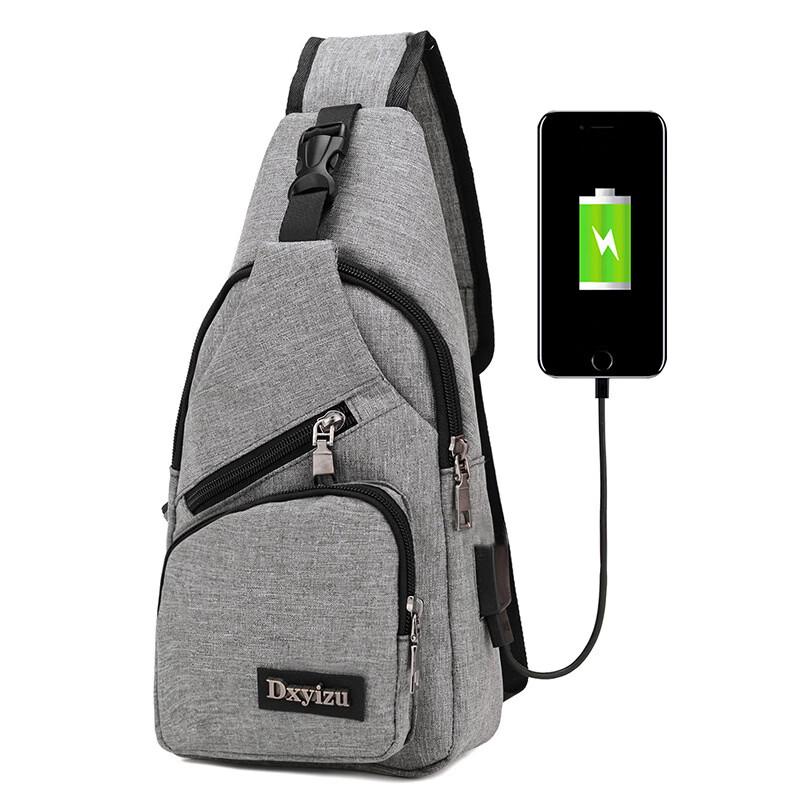 Unisex Canvas USB Charging Sling Bag