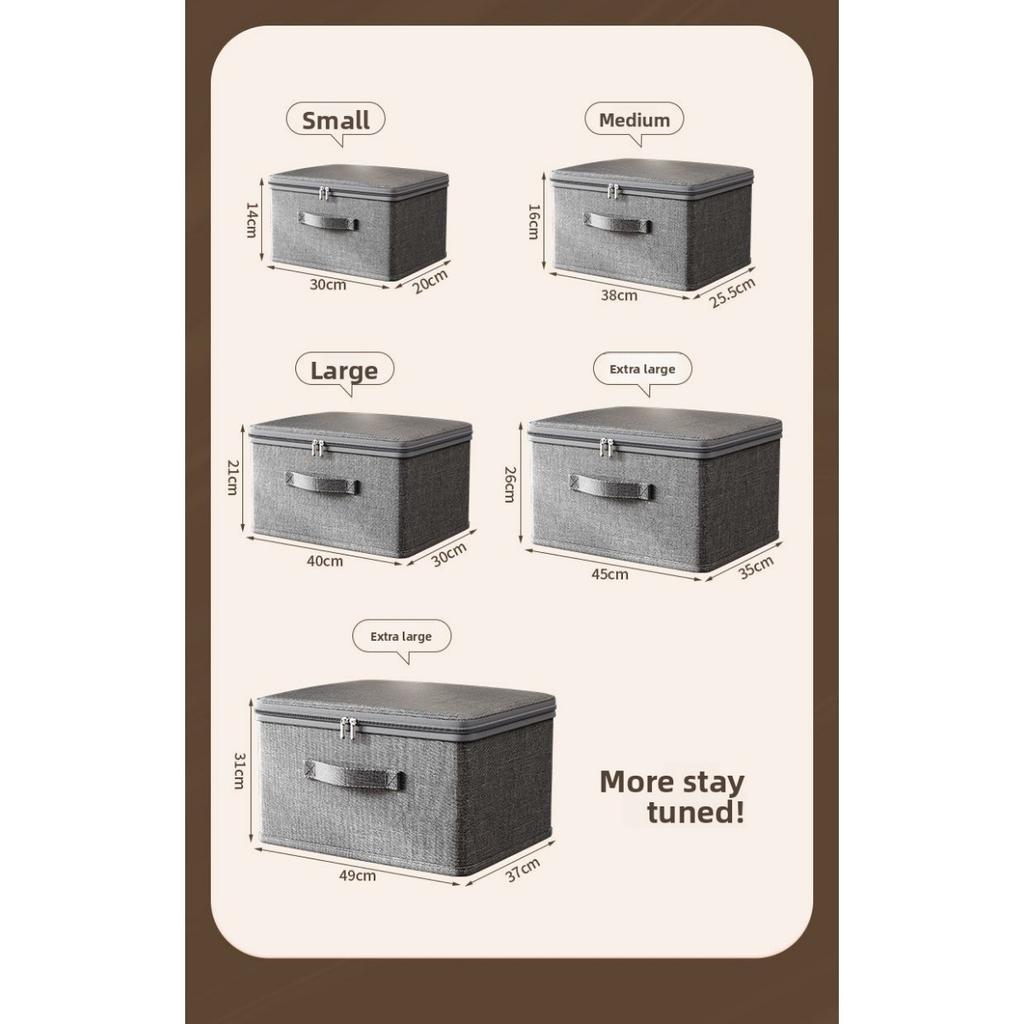 Faltbare Aufbewahrungsbox mit Deckel - Moderner grauer Stoff-Organizer, geeignet für Kleidung, Bettwäsche und Haushaltsgegenstände