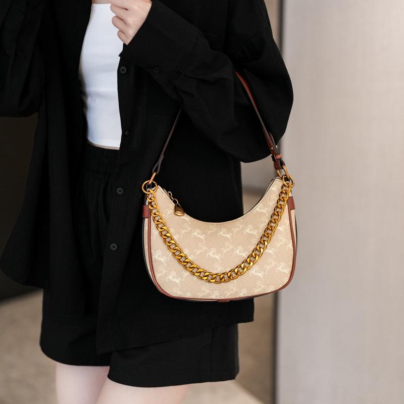 

Премиальная сумка женская новая ретро с принтом, универсальная сумка-багет через плечо для通勤, сумка через плечо для женщин 9cm*26cm*19cm