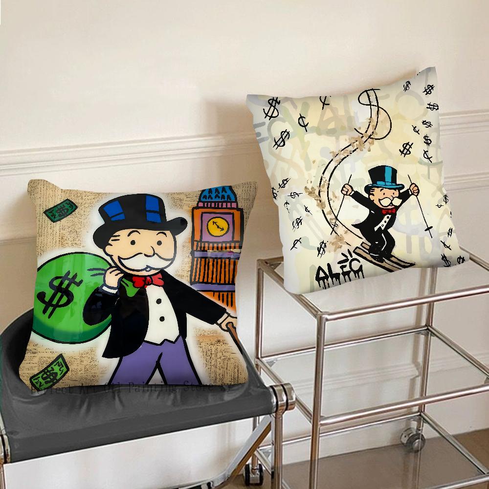 Game Dollar Alec Monopoly Man Pillow Case Square Pillow Bedroom Sofa Leisure Comfort Cushion Car Living Room Home Decoration