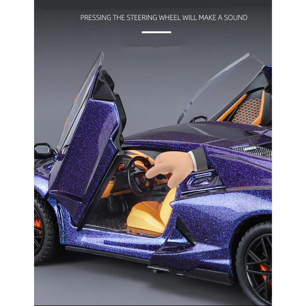 1/24 Lamborghini Revuelto Alloy Sports Car Model Diecast Metal Toy Racing Super Car Vehicles Model Sound and Light Simulation Childrens Gift
