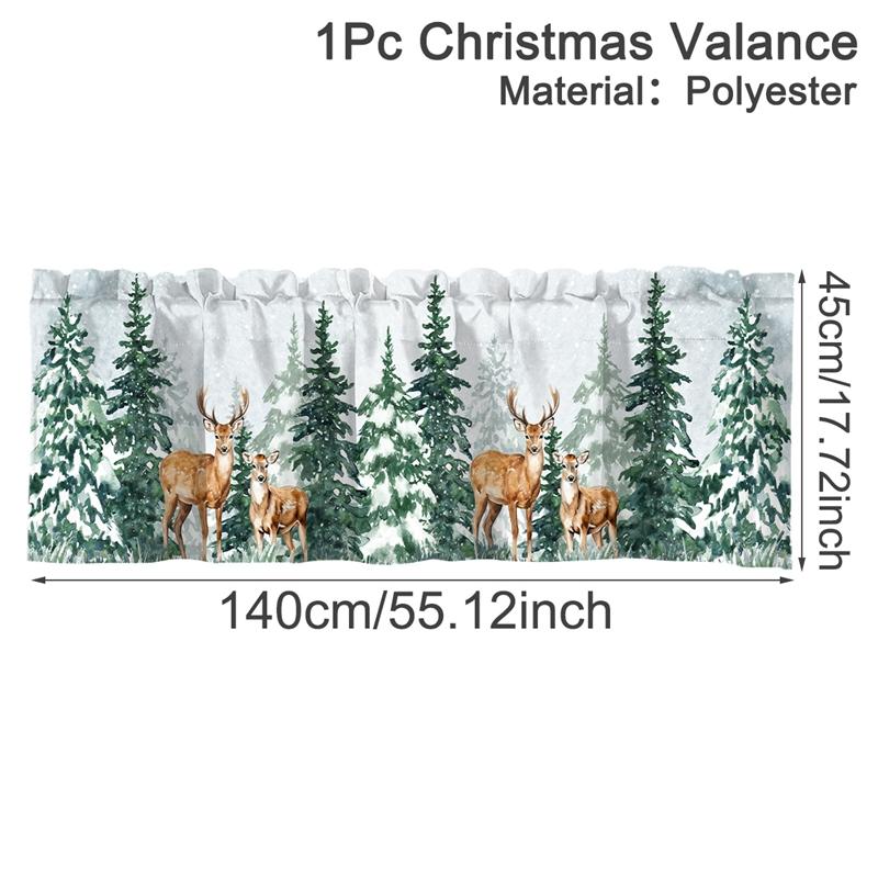 

Christmas Curtain Valance Xmas Rod Pocket Window Treatment for Living Room Kitchen Bedroom Christmas Decorations For Home 2026