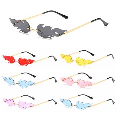 Trendy Party Metal Rimless Fashion Flame Sunglasses Sun Glasses Sunglasses for Women Flame Shaped