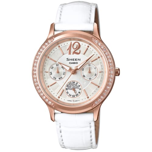 

Часы Casio Sheen с кристаллами на безеле SHE-3030GLJ-7AJF Белые