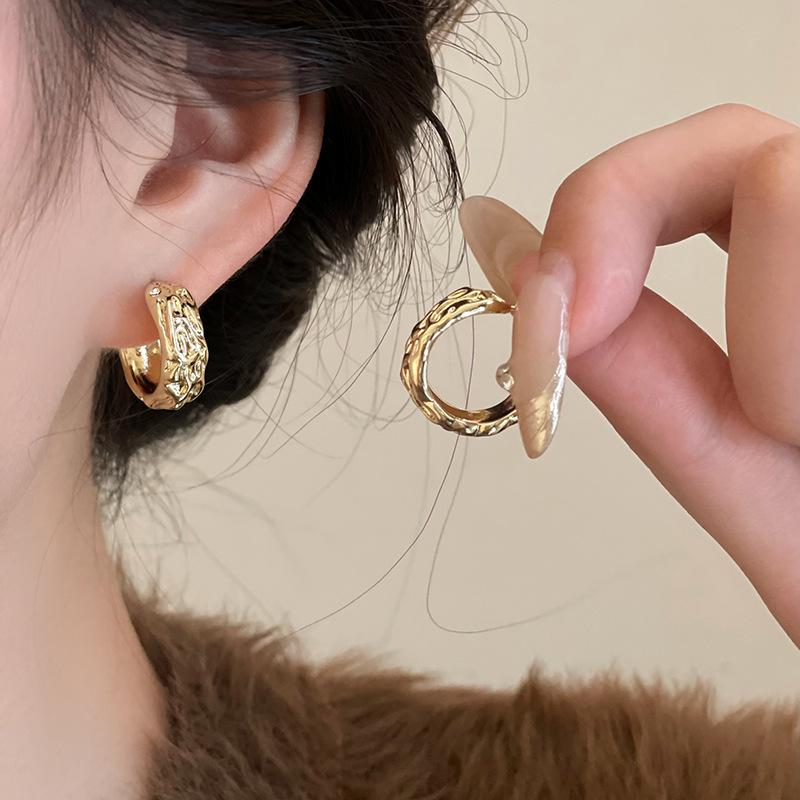 New 925 Silver Hoop Earrings Clip Matte Circle Geometric Punk For Women Girl Gift Jewelry