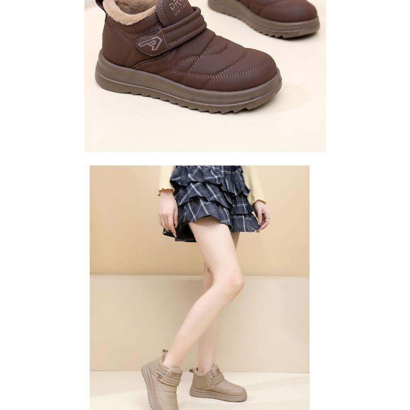Shoes Women's New Fleece Thickened Warm Snow Boots Casual Fashion Versatile Velcro Non-slip Mom Shoes