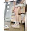 Cowhide Version Inner Height-increasing Sneakers Retro Round Head Double Velcro Casual Mary Jane Shoes Women's Virtue