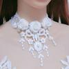 Women Party Necklace Hollow Out Lace Faux Pearl Decor Tassel Prom Cosplay Halloween Carnival Choker Wedding Performance Neck Jewelry