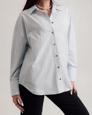 Gestreiftes Hemd mit Strasssteinen Phardi 3747 38 blau