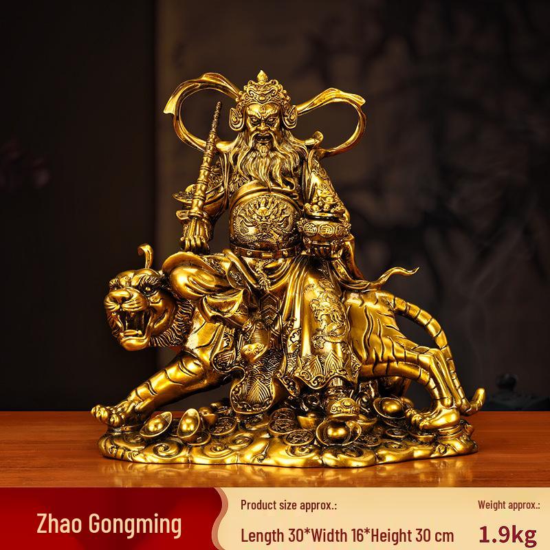 Zhao Gongming God of Wealth Statue Riding Tiger - Protector of Home & Office, Attracts Wealth, Ideal for Worship & Display in Living Room or Shop.