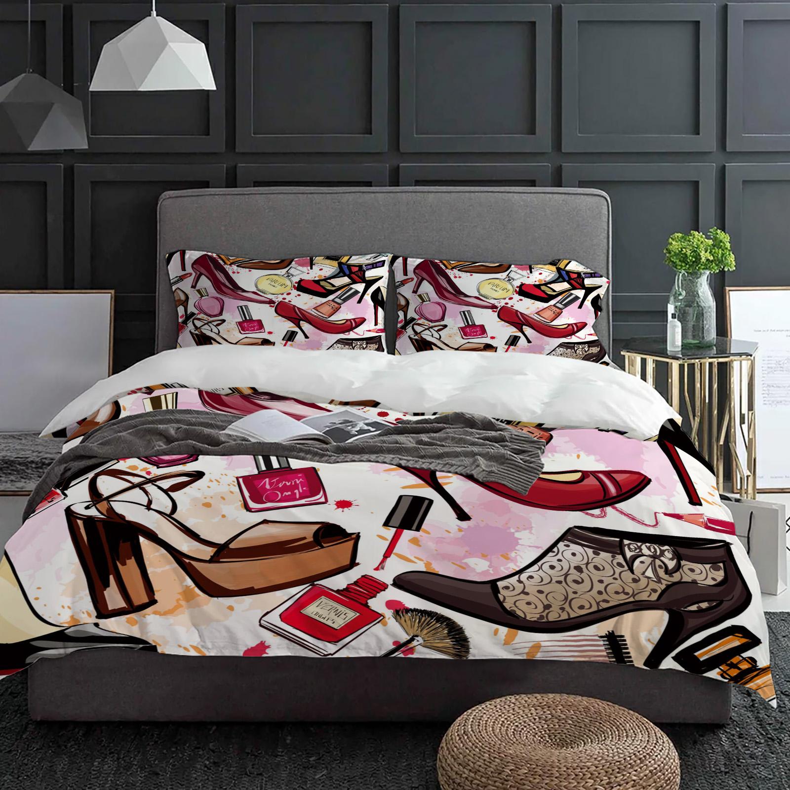 

Туфли на высоком каблуке Ретро Духи Помада Косметика Лак для ногтей Постельный набор Пододеяльник Наволочка Покрывало Двуспальная кровать Домашний текстиль EU single(135x200cm)