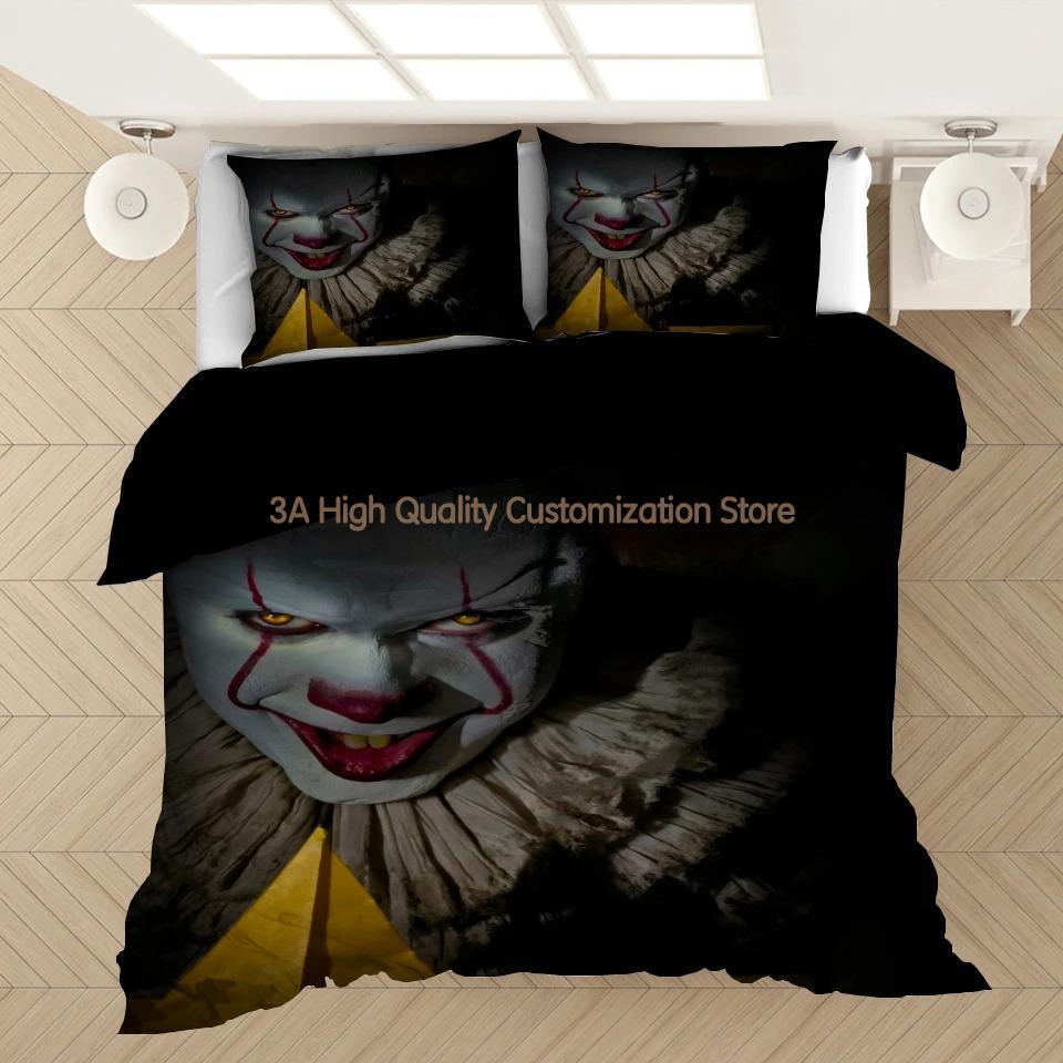 Pennywise-IT Bedding Set Duvet Covers Horror Movie Clown Series Comforter Bedding Sets Bedclothes Bed Linen(NO Sheet) AYR