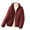 Weiße Entendaune leichte Daunenjacke Damen kurz neu leicht warm Mode Kapuze leichte Jacke