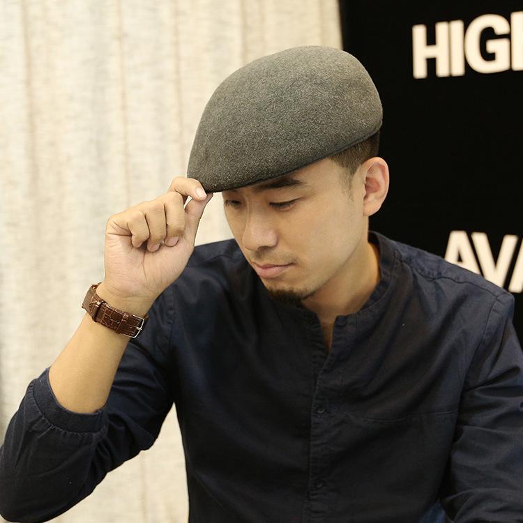 Men's Autumn-Winter Velvet-Lined PU Duckbill Cap with Ear Protection for Elderly
