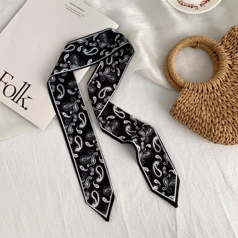 Silk Scarf Long Female Minimalist Striped Streamer Headscarf Braided Hair Band Decorative Scarf Cashew Belt