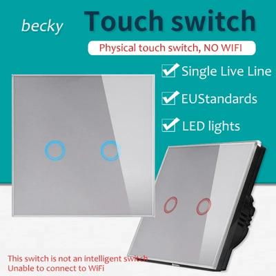 Glaswand-Berührungsschalter EU UK Standard 16a Steckdose Großes Panel Wandleuchte Einzelne stromführende Leitung Grauer Schalter USB TypC Steckdose 110v 250v