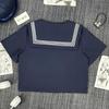 Original JK Navy Three-Line Sailor Uniform: Authentic Japanese Academy-Style Student Mid-Length Uniform