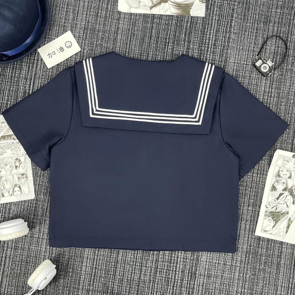 Originální námořnická uniforma JK s trojitým lemováním: Autentická studentská uniforma japonského akademického stylu střední délky