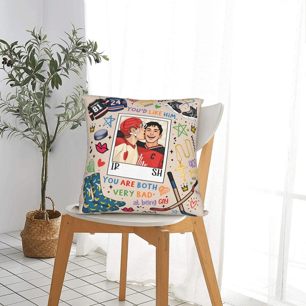 Heated Rivalry Pillowcase Polyester Cushion Cover Gift Hockey Romance Pillow Case Cover Home Square 40X40cm