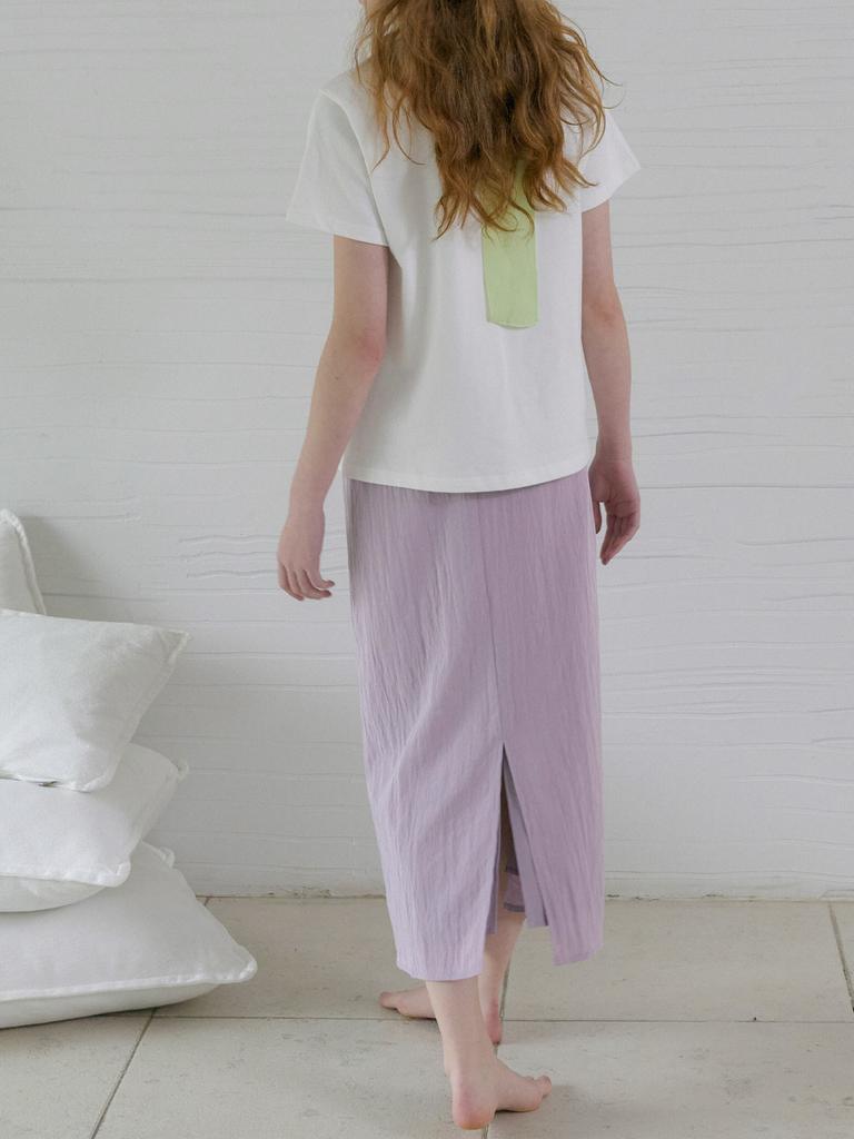 Elssibeui Shirred Waist Midi Skirt_Light Purple