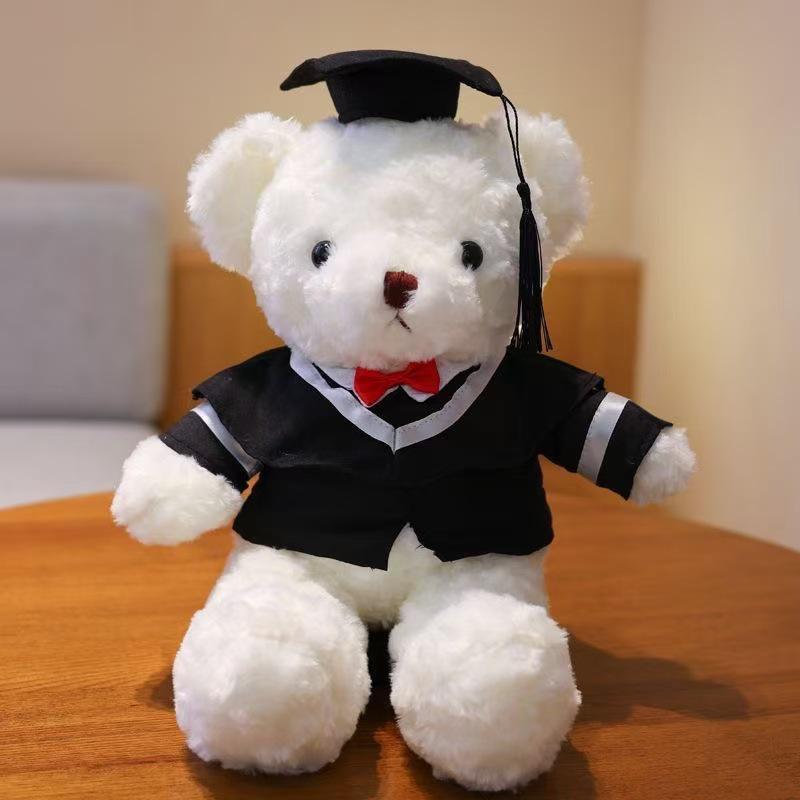 PhD Graduate Teddy Bear with Gown & School Emblem Logo