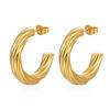 European and American Fashion Stainless Steel Twist Stainless Steel Round Earrings, High-end Light Luxury Women's Trend 18K Earrings
