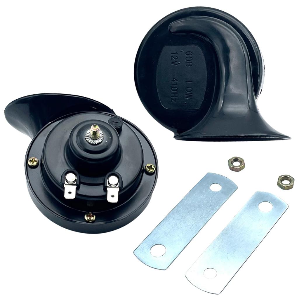 TIGRE BLANC General Purpose Electronic Horn 510Hz 110db Car Motorcycle Truck Set of 2 Black