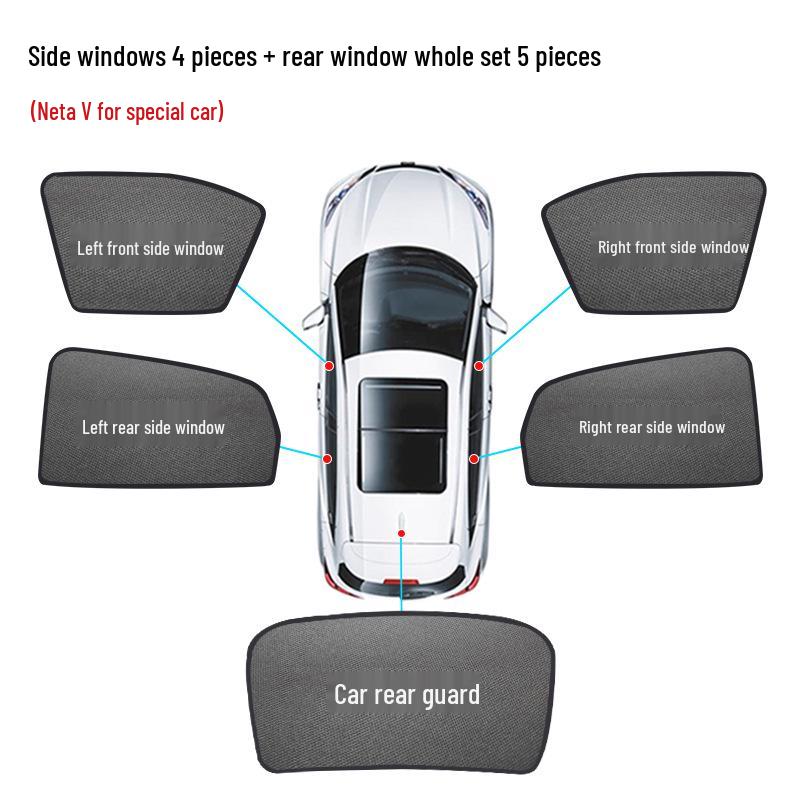 Hozon Neta V Magnetic Sunshade: Mosquito-Proof, Heat-Insulating Car Window Mesh