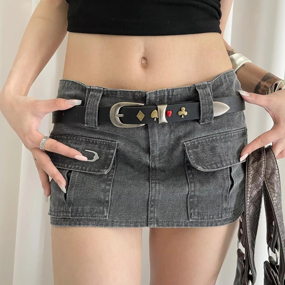 Punk Style Y2K Waist Belt PU Leather Dress Jeans Belt Cool Rivet Waistband  Streetwear