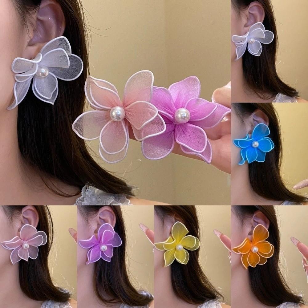 Iron Wire Women Floral Ear Studs Big Floral Ladies Stud Earrings  Party Gift