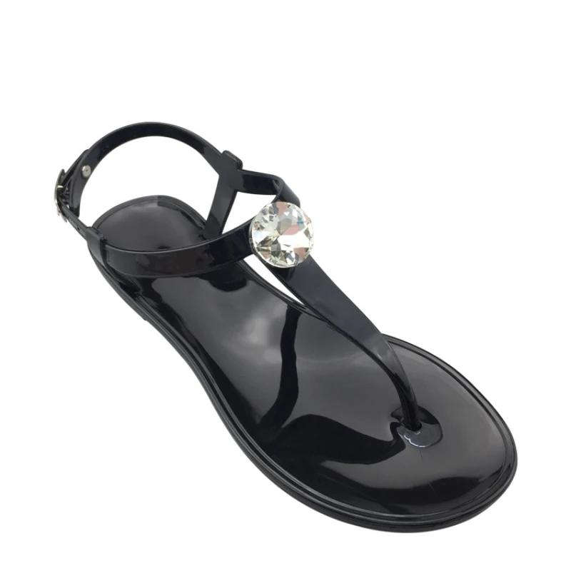 Mode Sandalen Damen PVC Flachboden Outdoor Lässig Strand Minimalistisch Kristall Diamant Damen Schuhe Sandalias Mujer Sandalen