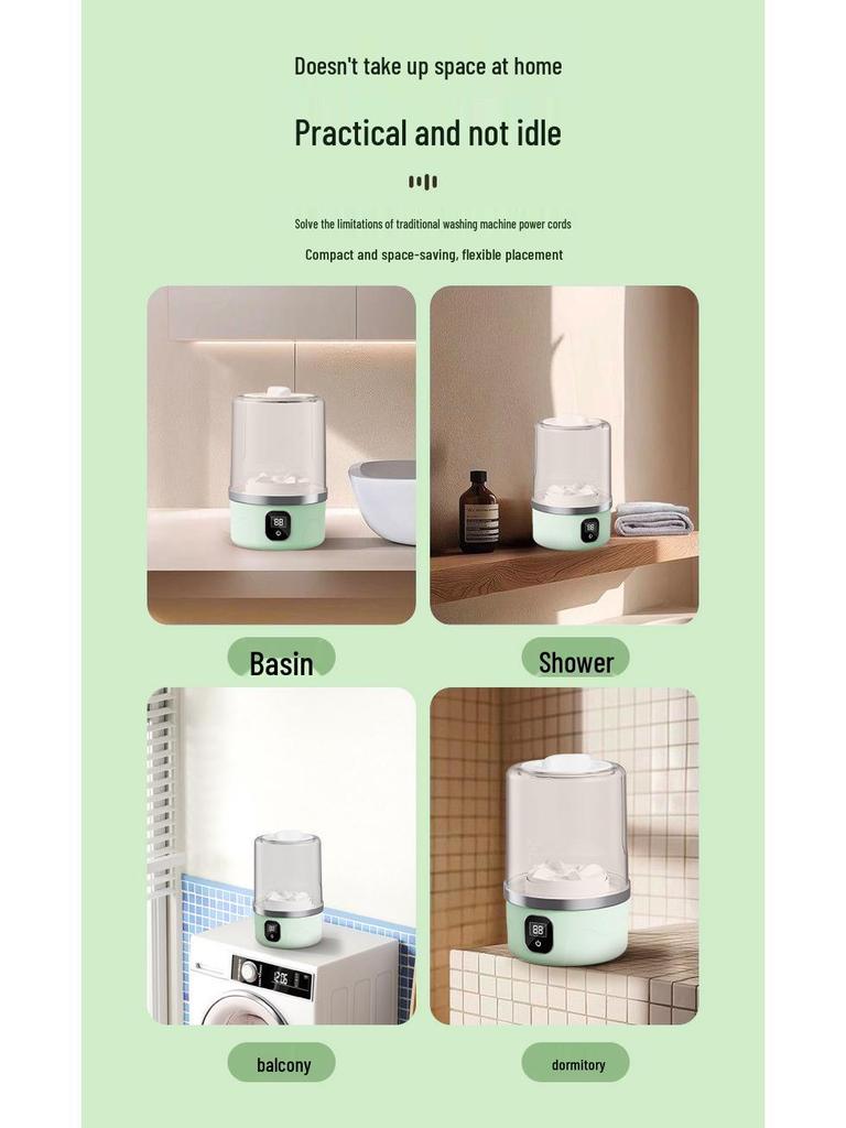Portable Wireless Laundry Cup: No-Install, Plug-Free Underwear Washing Machine
