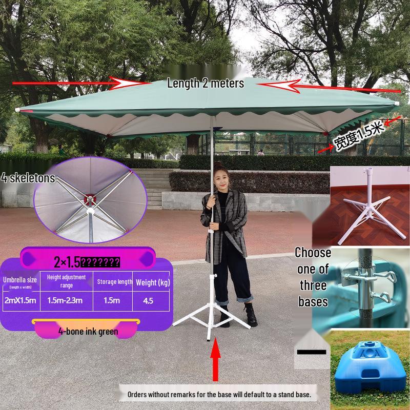 Large Outdoor Rectangular Sunshade Umbrella - Commercial Folding Awning for Courtyard