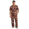 Herren Kurzarm-Schlafanzug-Set mit langer Hose, Schrittknopf und elastischem Kordelzugbund für zu Hause