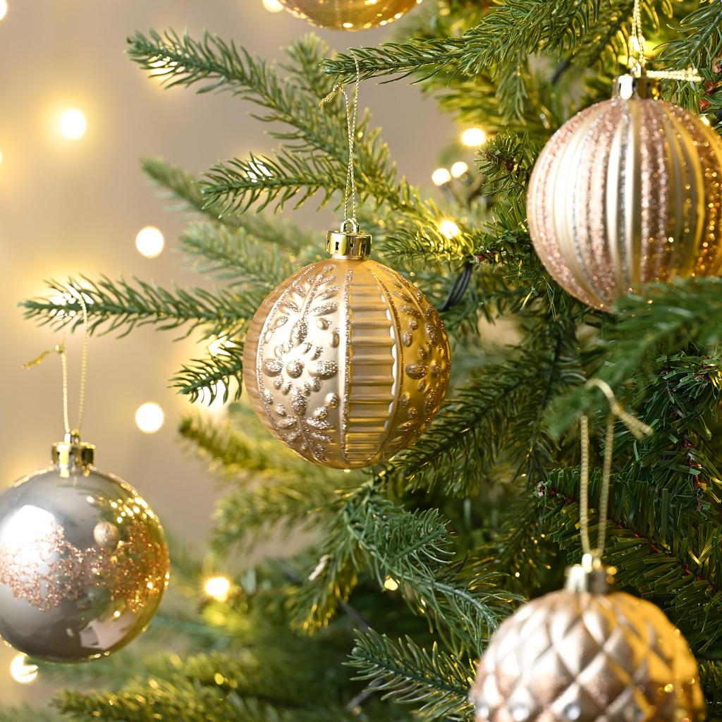 Valery Madelyn Christmas Christmas Set of Rose Christmas Tree Gorgeous Ornaments Ornaments, Luxurious, Large, 8cm, Nordic-Style Balls, 16, Gold,