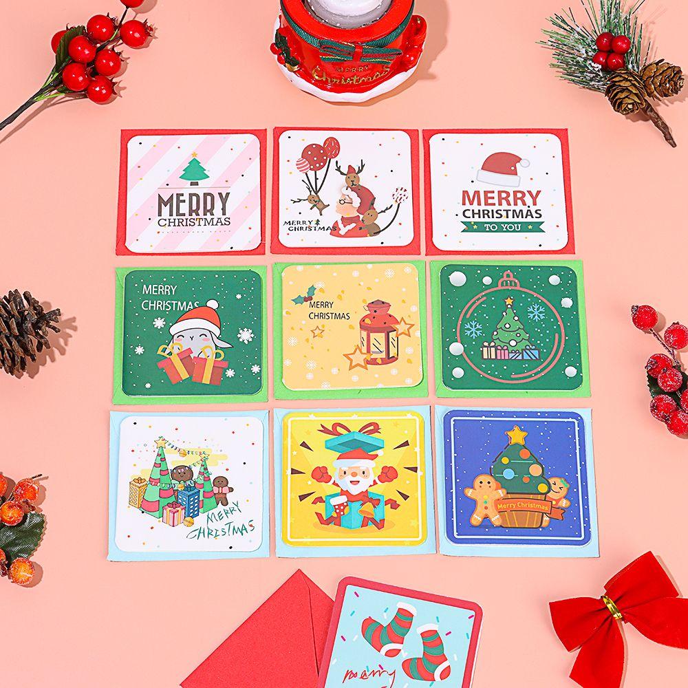 24PCS/Pack Blessing New Year Party Supplies Mini Greeting Cards With Envelope Merry Christmas Postcard Xmas Patterns