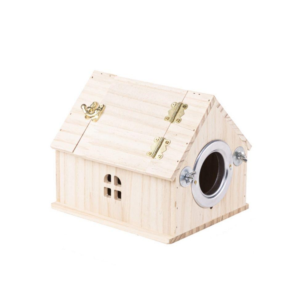 Rainproof Wood Bird House Large Space Bird Nesting Box Practical Birds Breeding Box  For Bird Cage