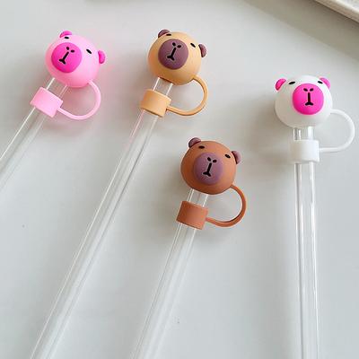 Tapón de silicona reutilizable para pajita Capibala, tapa antipolvo, tapa de dibujos animados, tapa para taza de cocina, accesorios de bricolaje