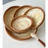 Multi-purpose 5 Sizes Bamboo Fruit Basket Round Shape Handmade Snack Basket Brown Beige Color Tea Snack Tray