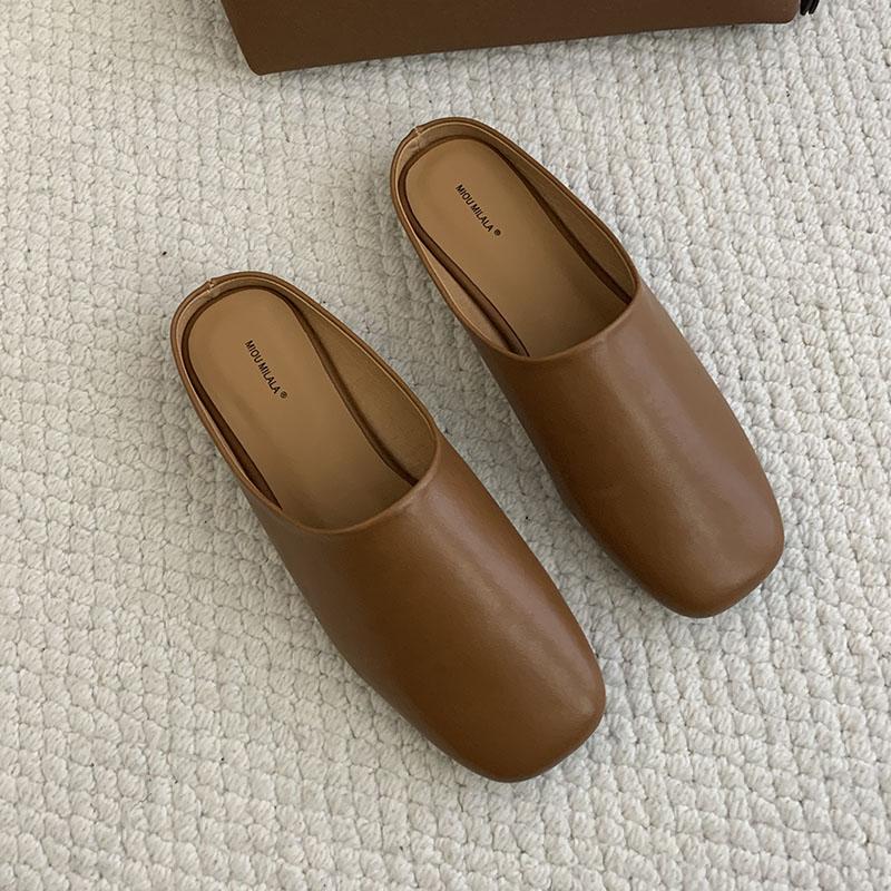Fashion Fashion Square Toe Ladies Flats Slippers Sandals Shoes Female Footwear Flats Slides Slippers Shoes For Women Mules 2025 New