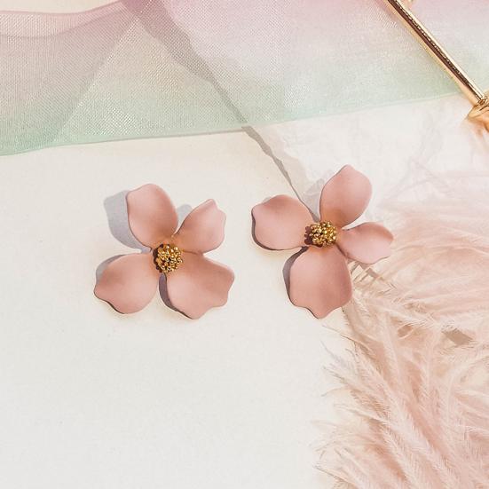 2Pcs Women Earrings Flower Shape Anti Rust Alloy Ear Studs Earrings Jewelry for Party